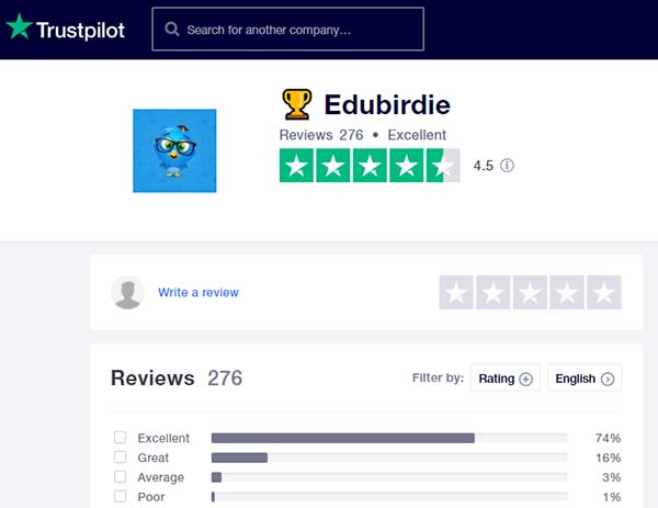 Edubirdie on Trustpilot