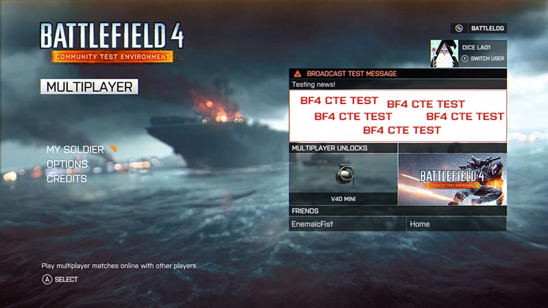 Battlefield 4 Community Test Environment (CTE) Xbox One