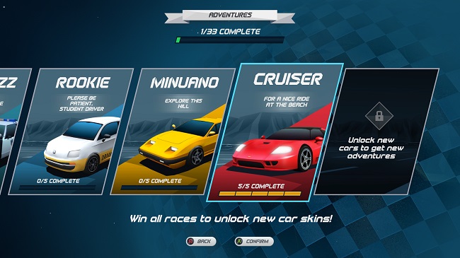 Horizon Chase - Win all races to unlock new car skins