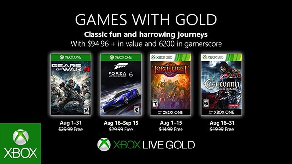 Xbox Games With Gold August 2019
