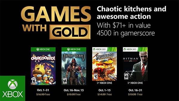 Free Xbox One Games With Gold For October