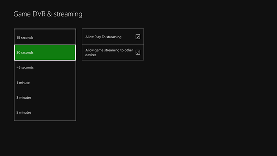 Xbox One - Customizable Game DVR recording length