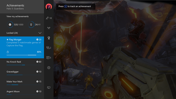 Track Achievement progress in the Xbox One guide