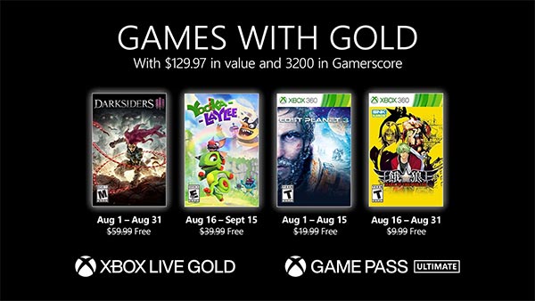 Xbox Games With Gold for August 2021