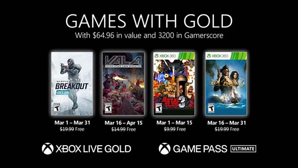 Xbox Games With Gold For March 2021